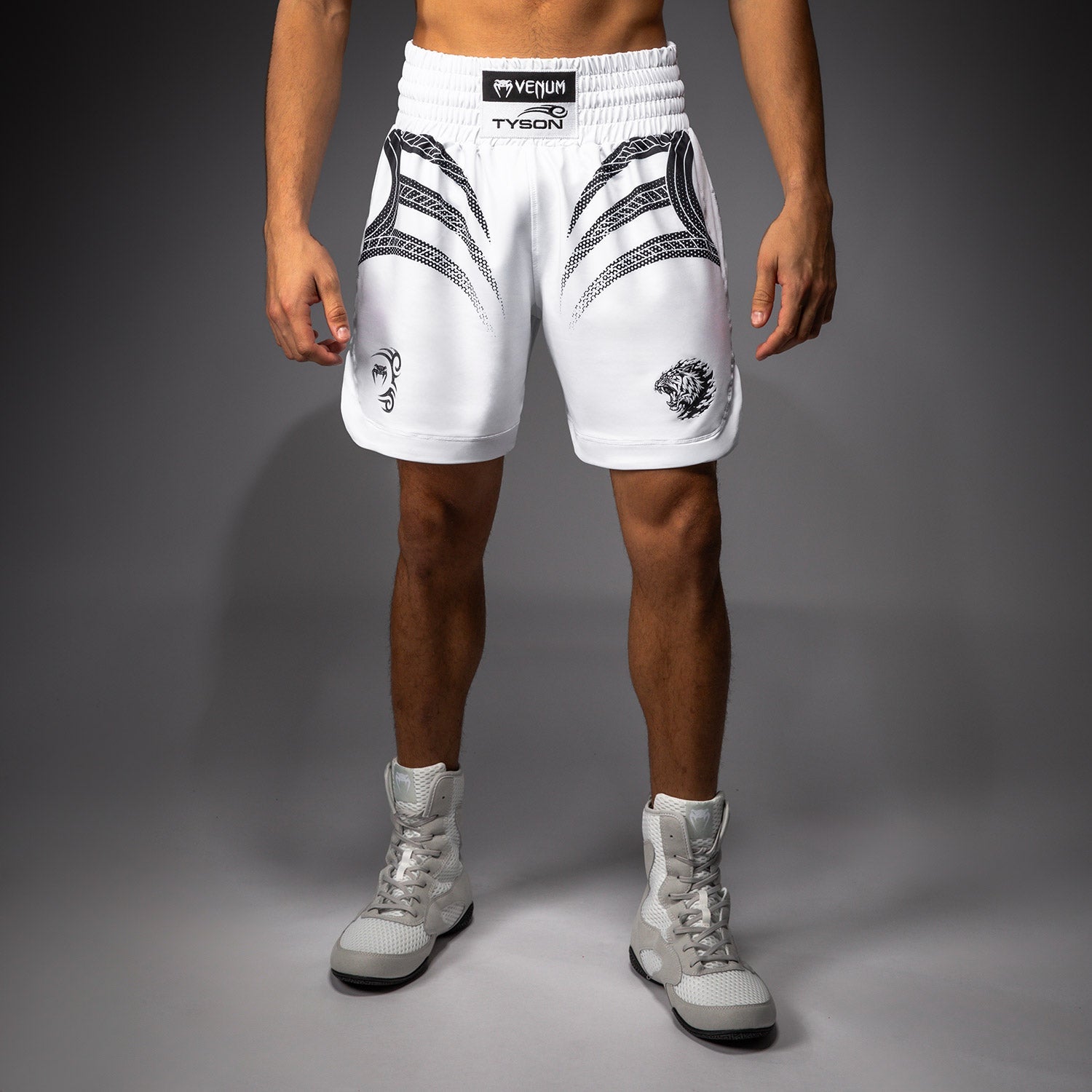 Short de Boxe Venum x Mike Tyson Tiger - Blanc Optique/Noir Profond