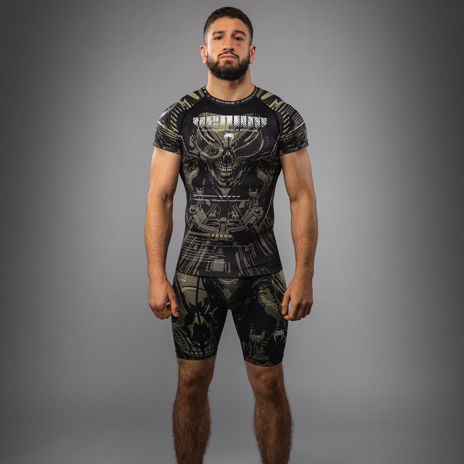 Rashguard à manches courtes Venum Invader - Noir/Sable