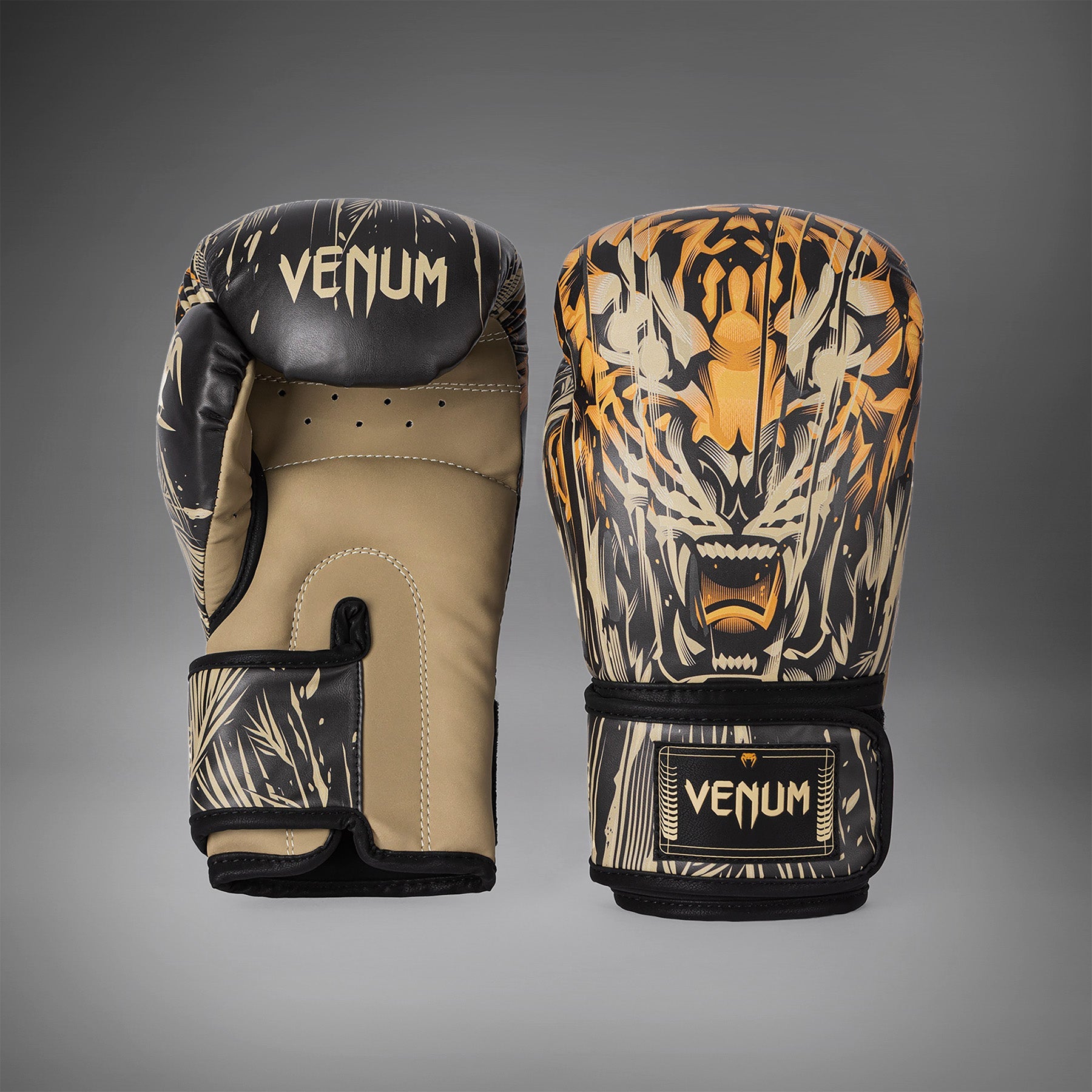 Gants de Boxe Venum Tiger pour Hommes - Noir/Orange Néon