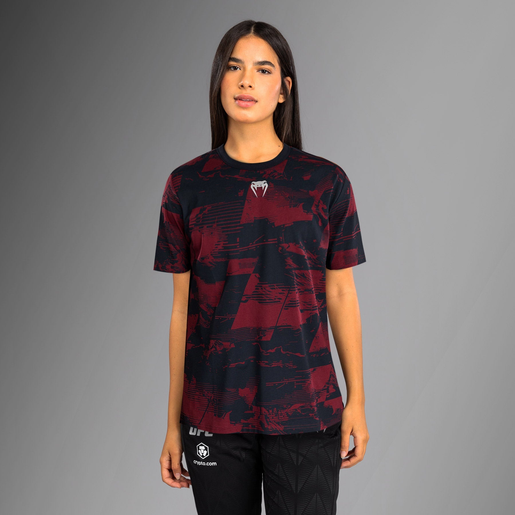 T-shirt manches courtes Femme UFC Zenith by Venum Authentic Fight Week - Bleu marine/Bordeaux/Argent