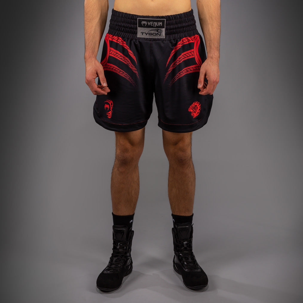 Short de Boxe Venum x Mike Tyson Tiger - Noir Profond/Rouge Intense