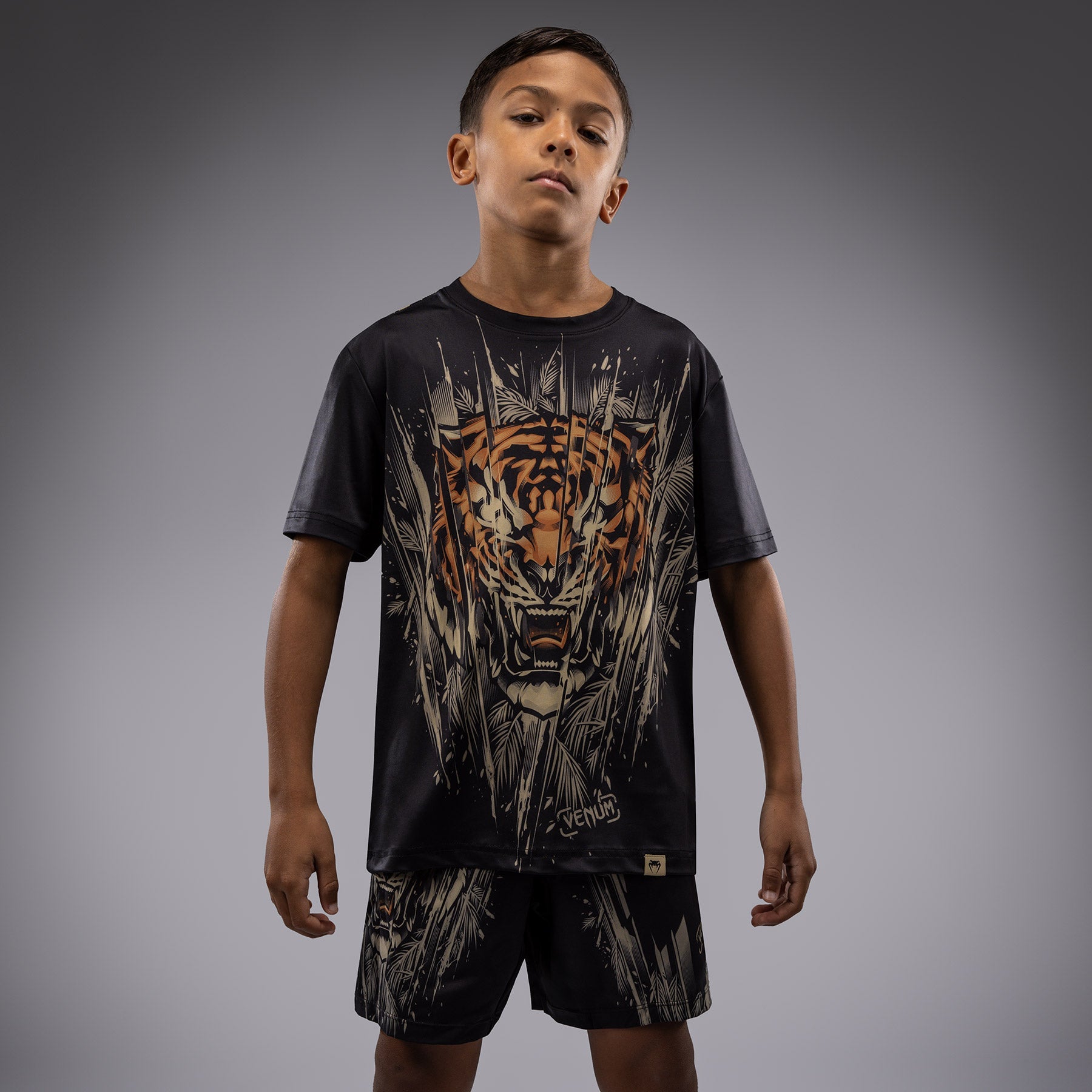 T-Shirt Dry-Tech Venum Tiger pour Enfants - Noir/Orange Néon